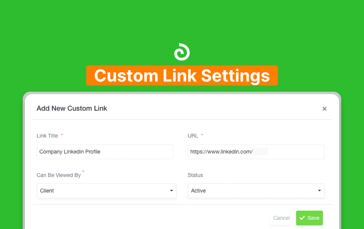 Olqan Documentations - Custom Link Settings