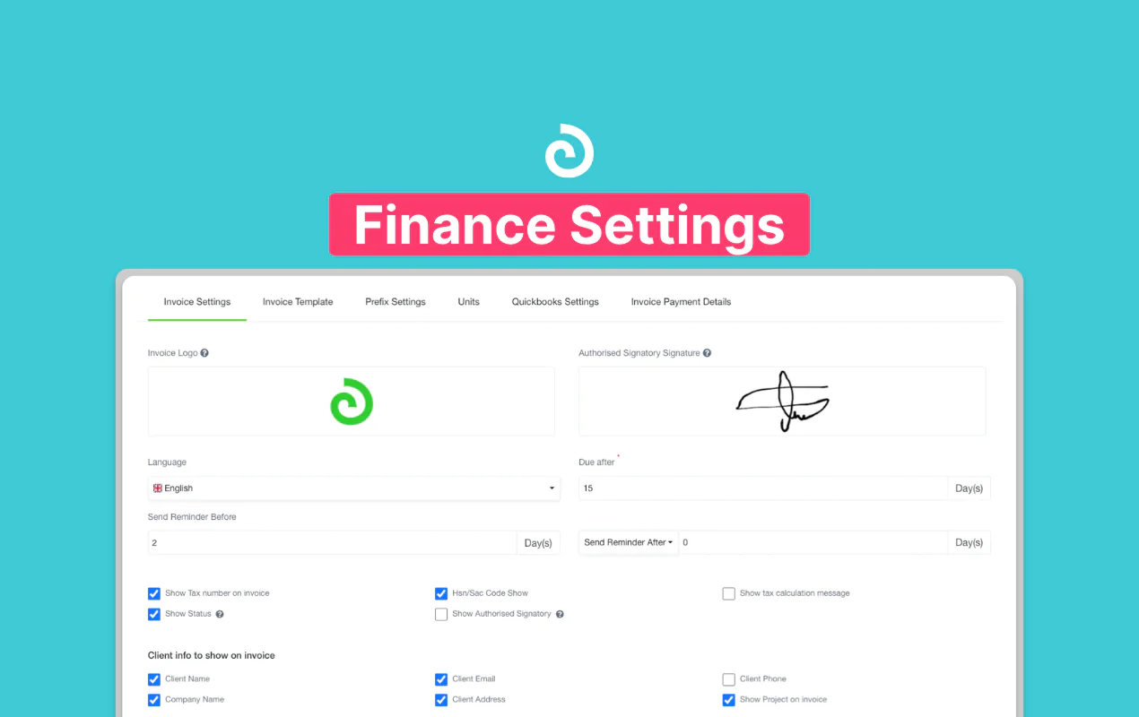 Finance Settings