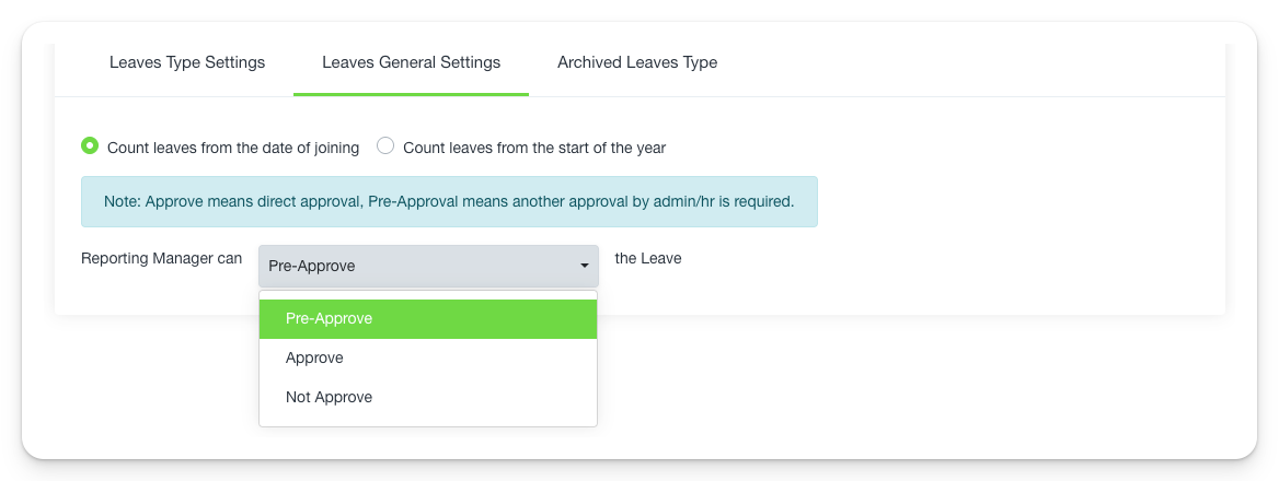 Leave General Settings