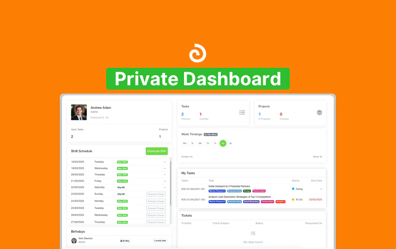 Private Dashboard Overview
