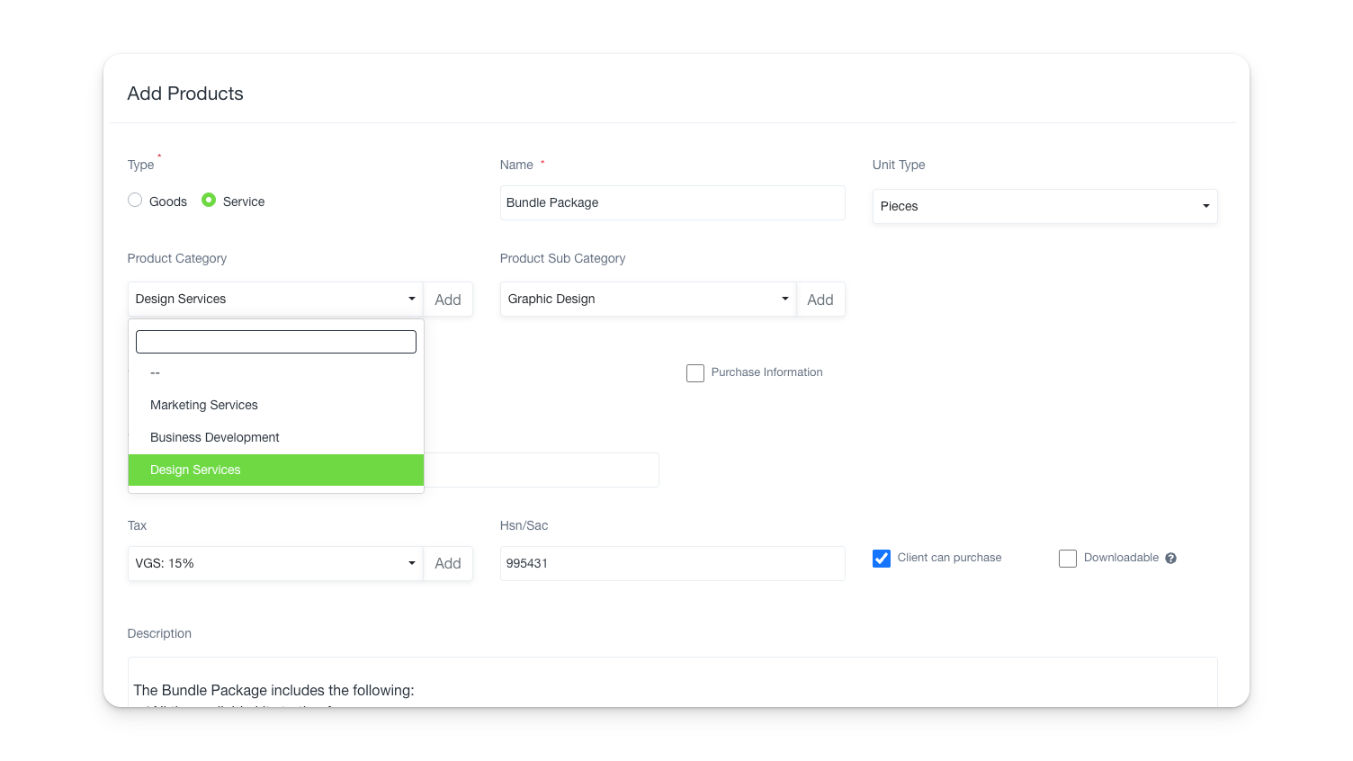 add products