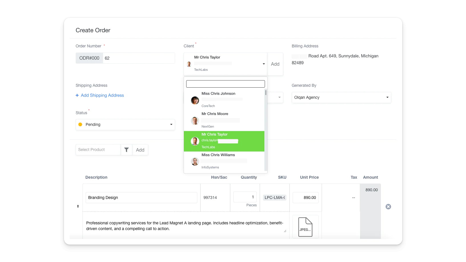 create order